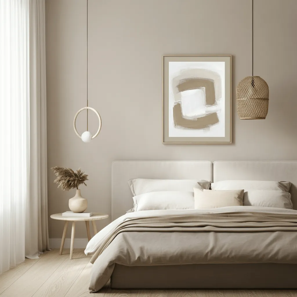 15 Elegant Beige Bedroom Decor Ideas for a Calm & Cozy Retreat 10 Beige Wall Art