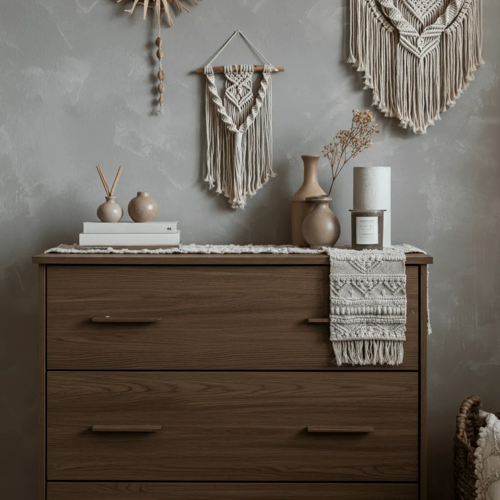 Boho Themed Dresser Decor