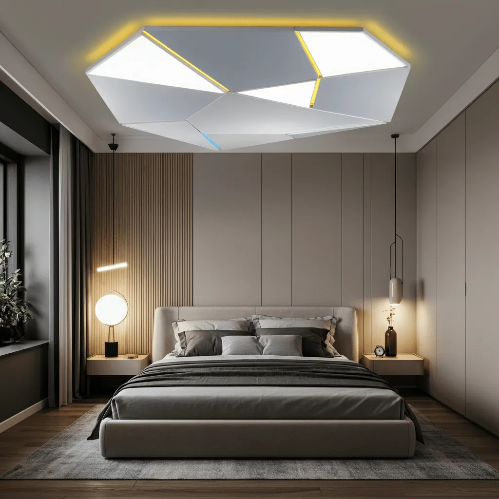 10 Cool Bedroom LED Lighting Ideas for a Modern Vibe 3 Ceiling-Mounted LED Panels