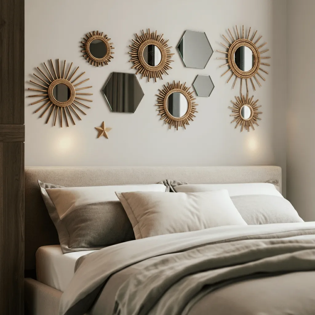 20 Mirror Wall Decor Ideas to Instantly Elevate Your Bedroom 3 Cluster of Small Mirrors