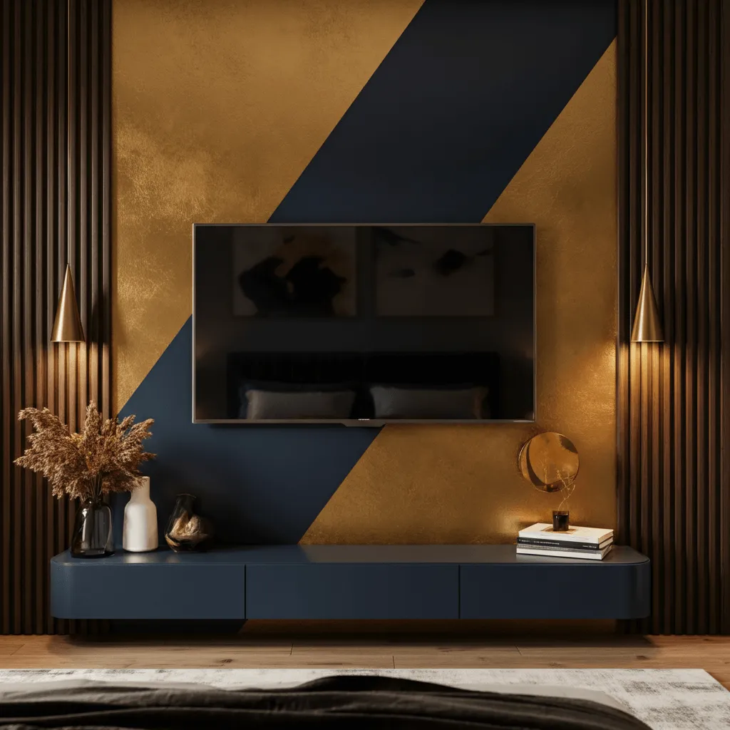 Modern TV Wall Decor Ideas for a Sleek Bedroom Look 21 Color Block TV Wall Design