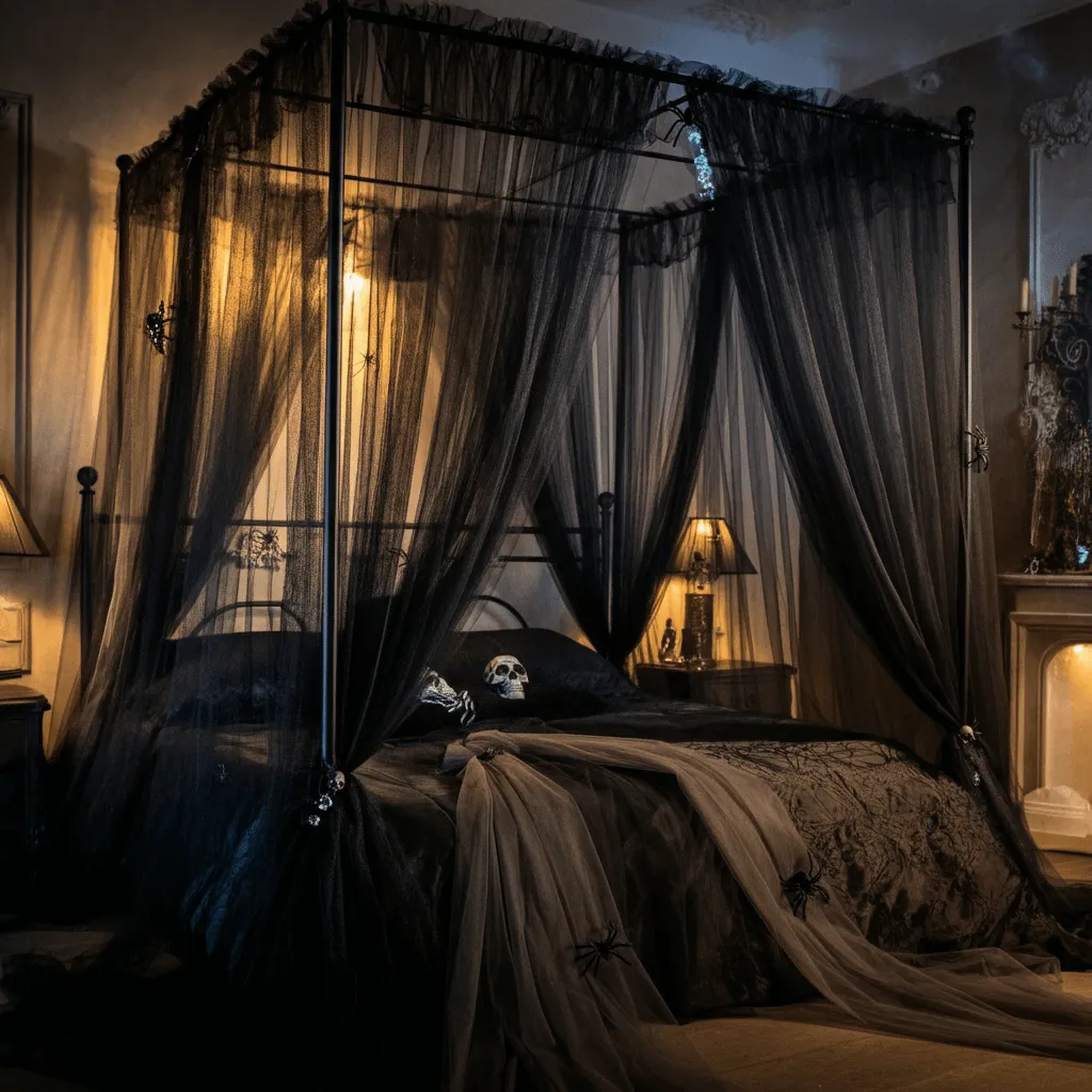 25 Spooky & Chic Halloween Bedroom Decor Ideas to Set the Mood 5 Creepy Canopy