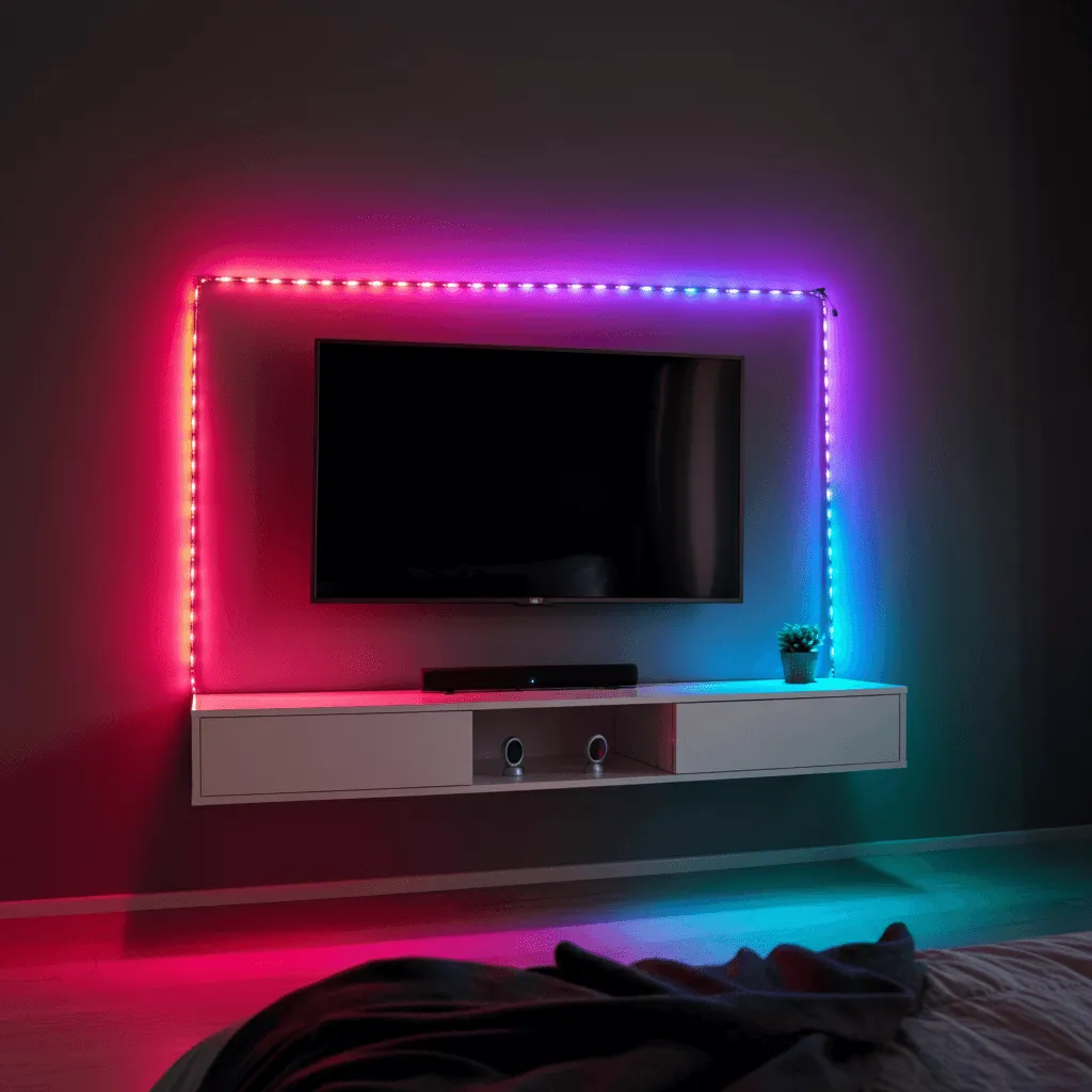 Modern TV Wall Decor Ideas for a Sleek Bedroom Look 12 Floating TV Cabinet with LED Lighting