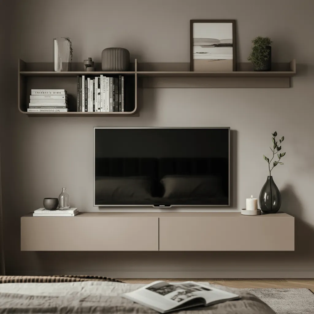 Modern TV Wall Decor Ideas for a Sleek Bedroom Look 18 Floating TV Unit with Shelves