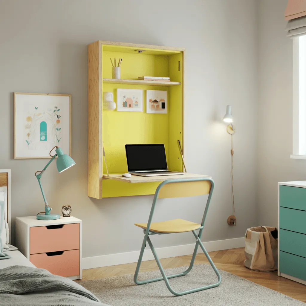 10 Genius DIY Bedroom Decor Ideas for Small Spaces 10 Fold-Down Desk