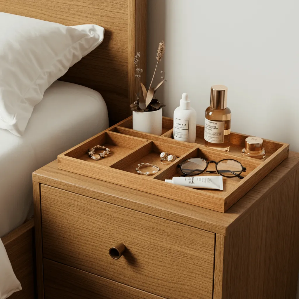 Functional Storage Tray Nightstand