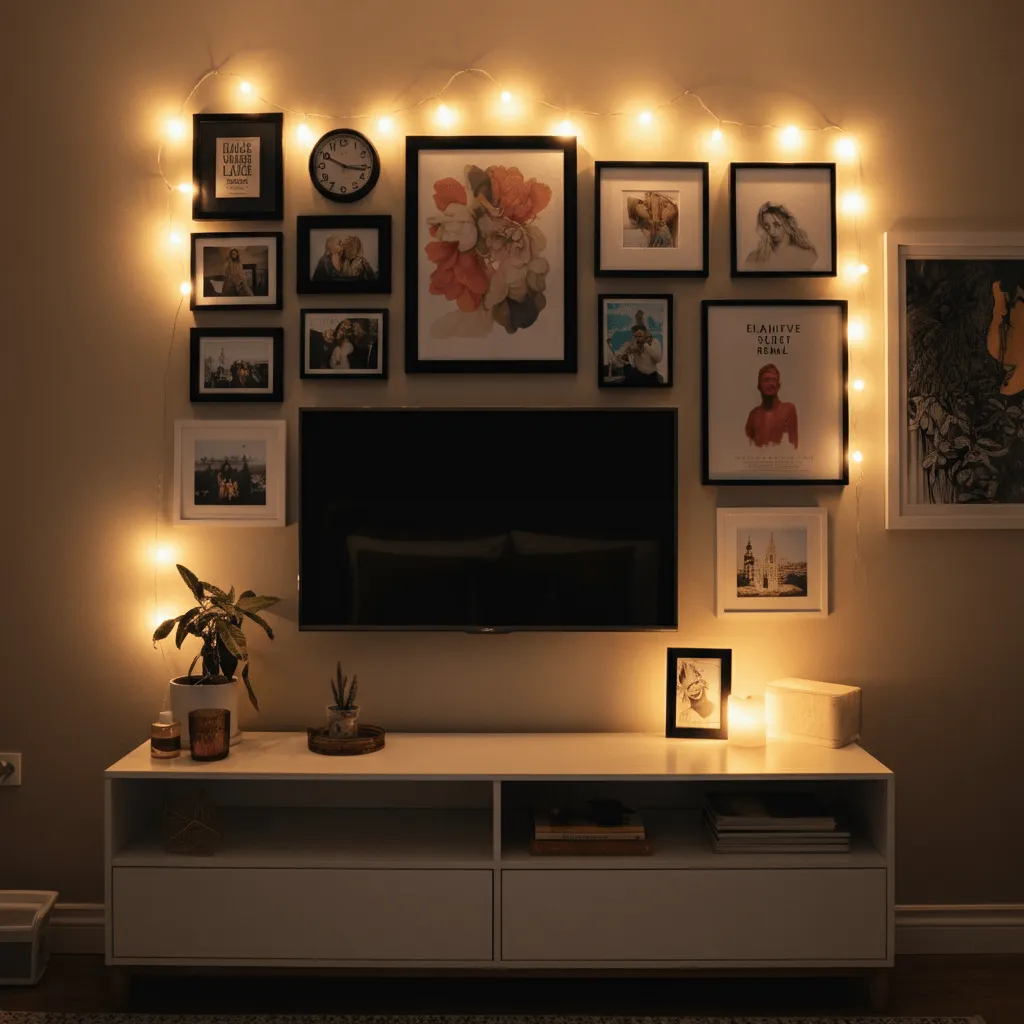 Modern TV Wall Decor Ideas for a Sleek Bedroom Look 3 Gallery Wall Around TV