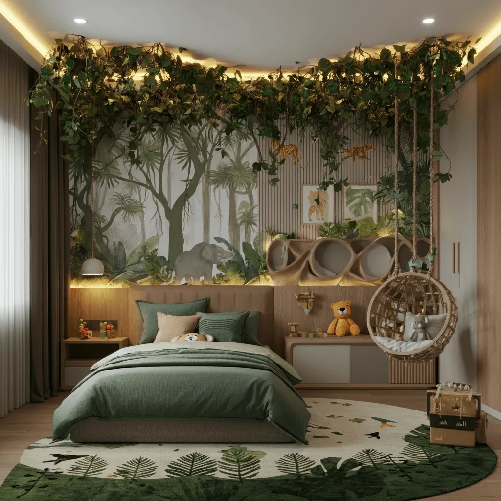 15 Fun & Creative Kids Bedroom Ideas They'll Love 13 Jungle Adventure Bedroom