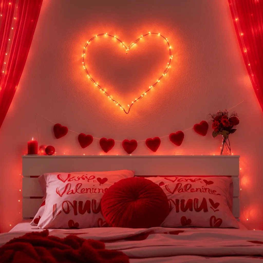 20 Romantic Valentine Bedroom Decor Ideas to Set the Mood 17 Lighted Heart Wall Decor