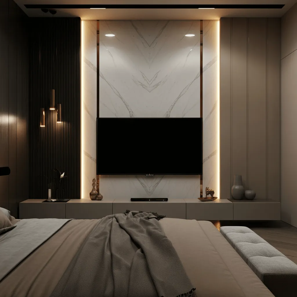 Modern TV Wall Decor Ideas for a Sleek Bedroom Look 11 Marble Accent Wall