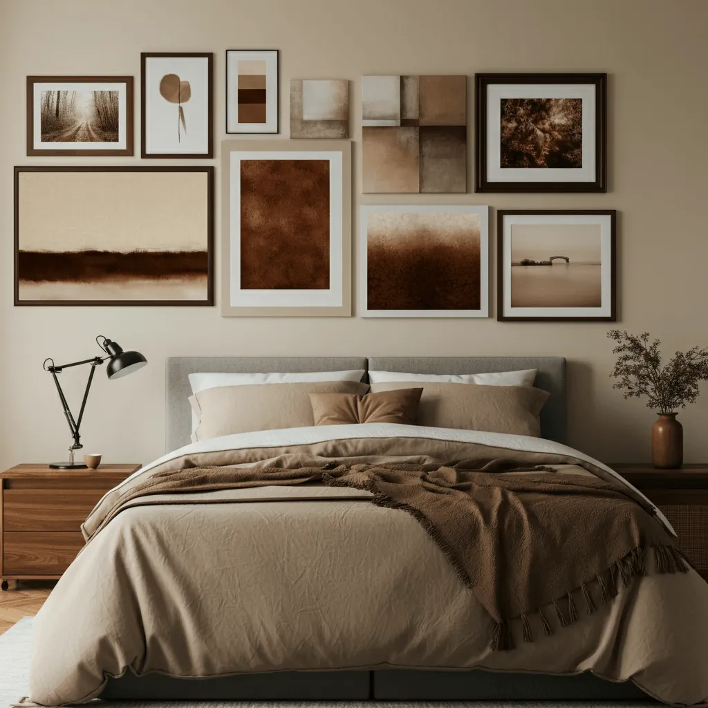 Multi-Tonal Brown Artwork Bedroom