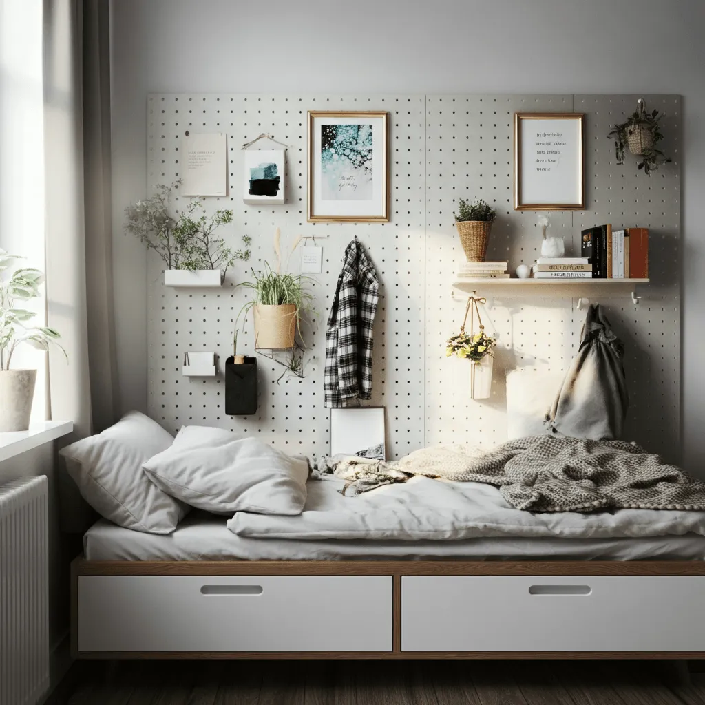 Top 30 Bedroom Wall Decor Styles That Never Go Out of Trend 10 Pegboard Wall
