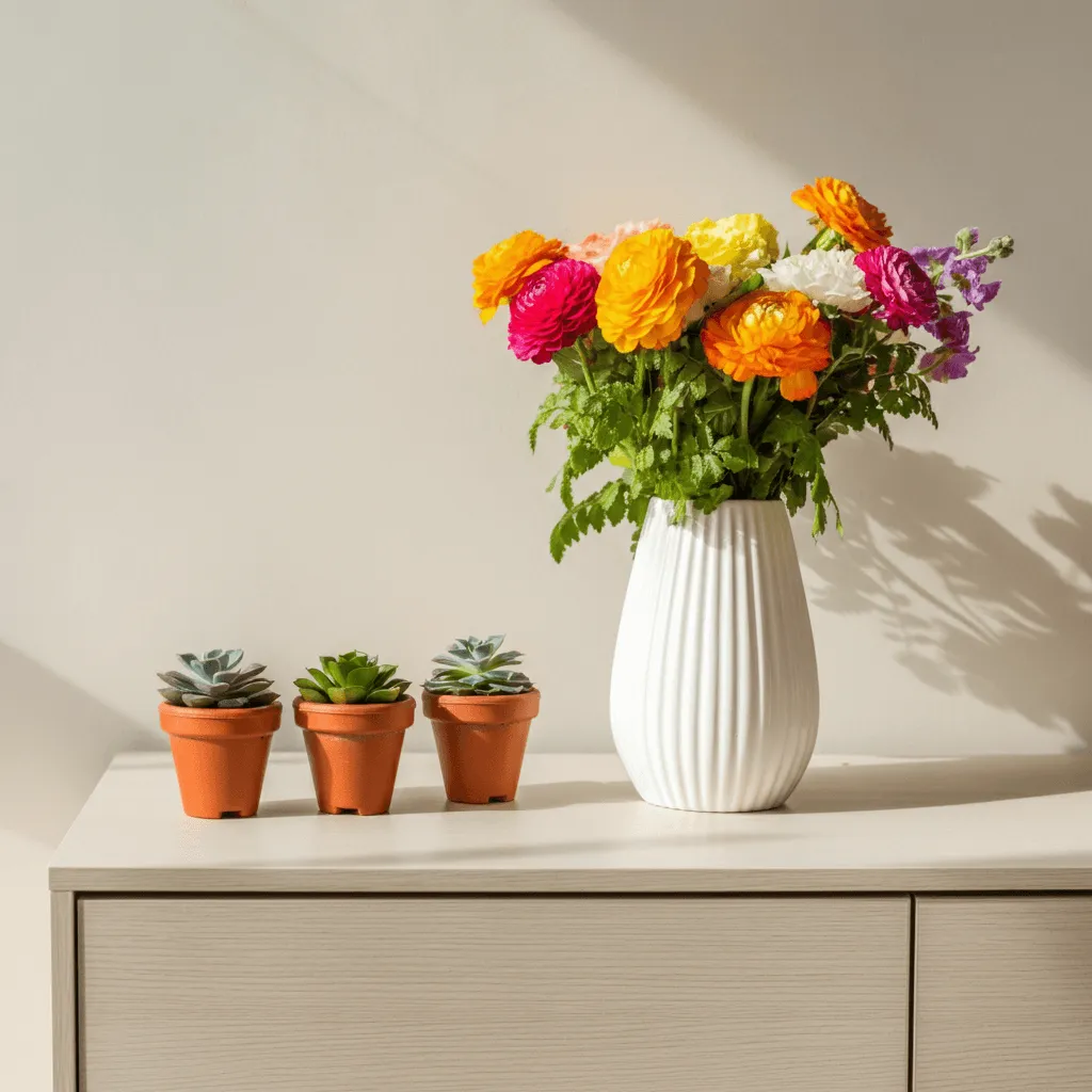 Plants and Flowers on Dresser