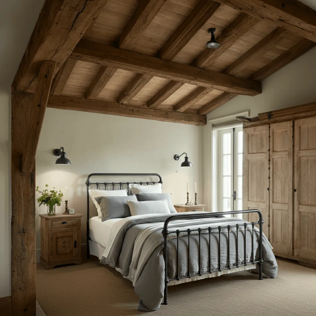 Rustic Wood Beams Bedroom