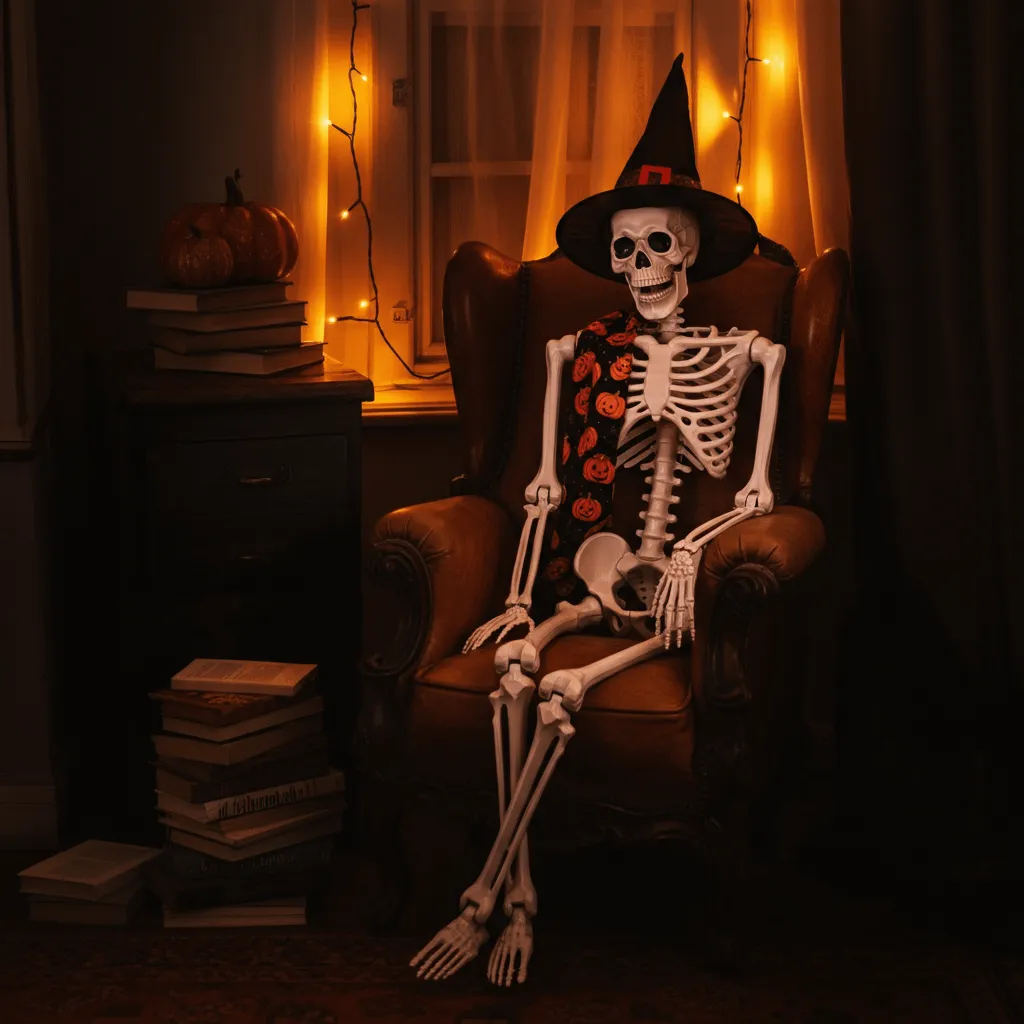 25 Spooky & Chic Halloween Bedroom Decor Ideas to Set the Mood 22 Skeleton Guests