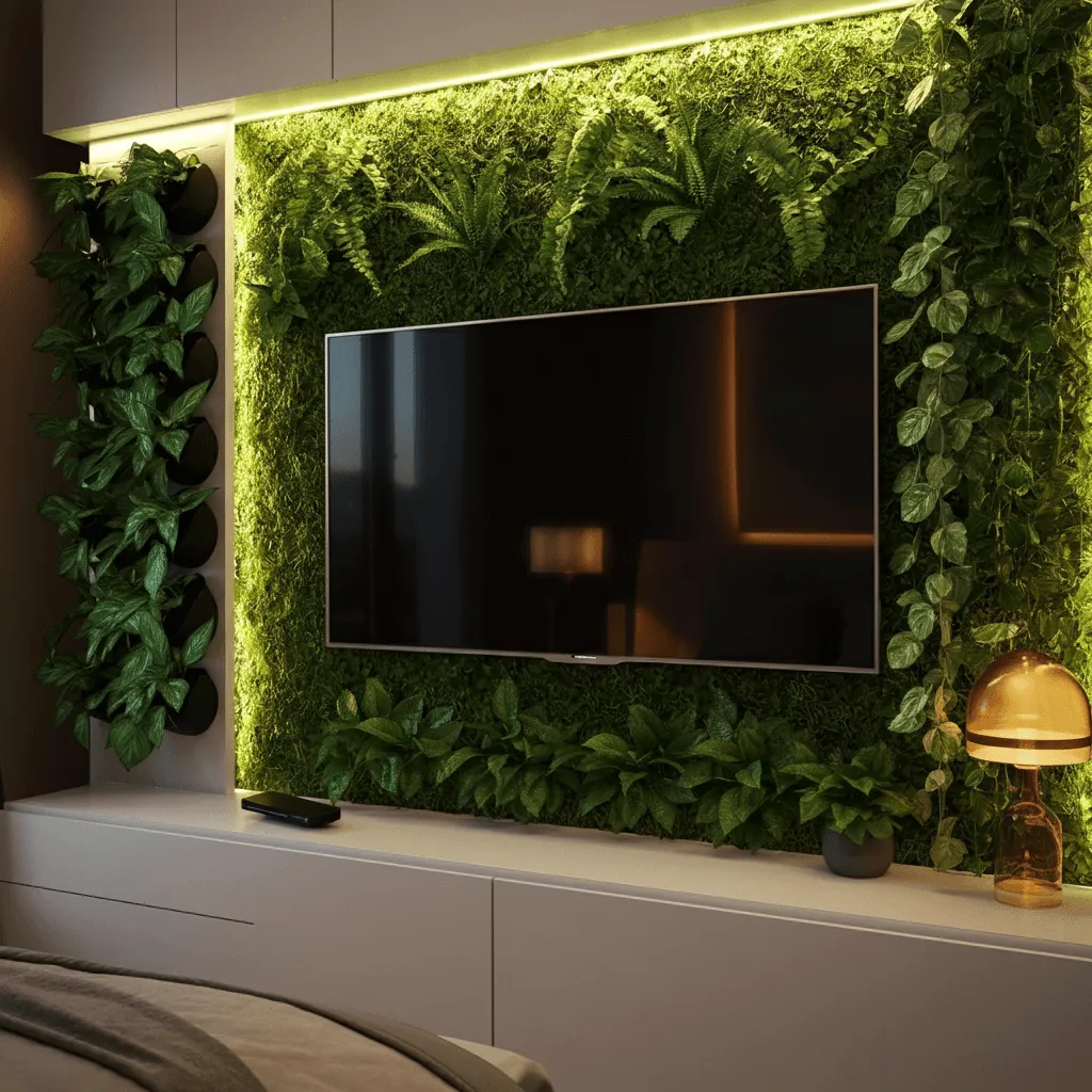 Modern TV Wall Decor Ideas for a Sleek Bedroom Look 9 Vertical Garden Surrounding TV