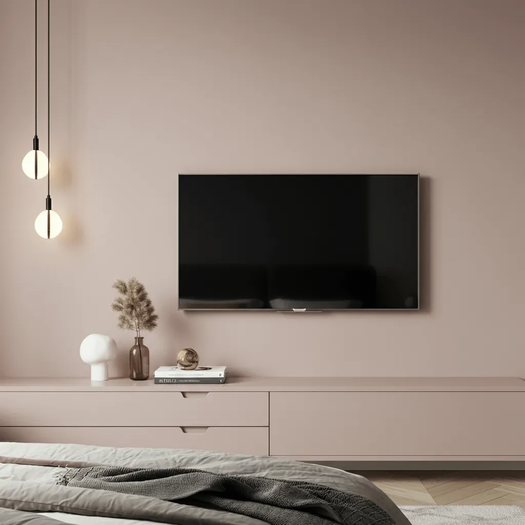 Modern TV Wall Decor Ideas for a Sleek Bedroom Look 8 Wall-Mounted TV with Hidden Wires