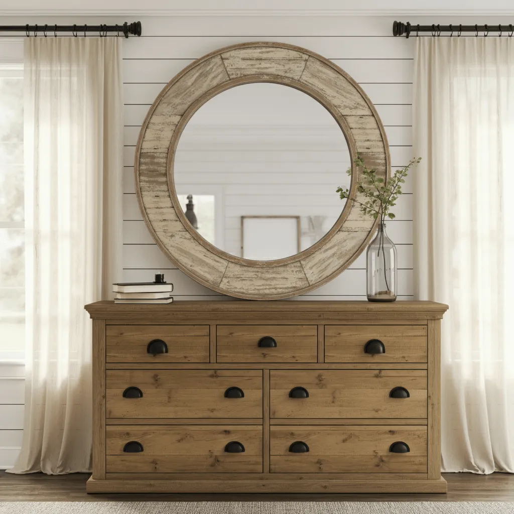 Wooden-Framed Mirror