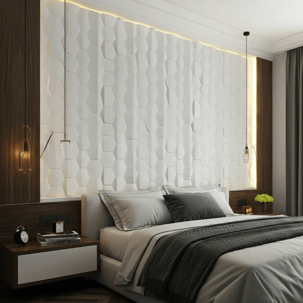 Bedroom Feature Wall Decors That Will Instantly Steal the Spotlight 4 3D Wall Panel Bedroom