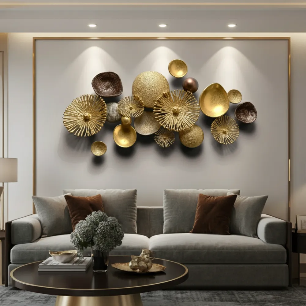 33 Living Room Wall Decor Ideas That Will Blow Your Guests Away! 10 3D Wall Sculpture Metallic