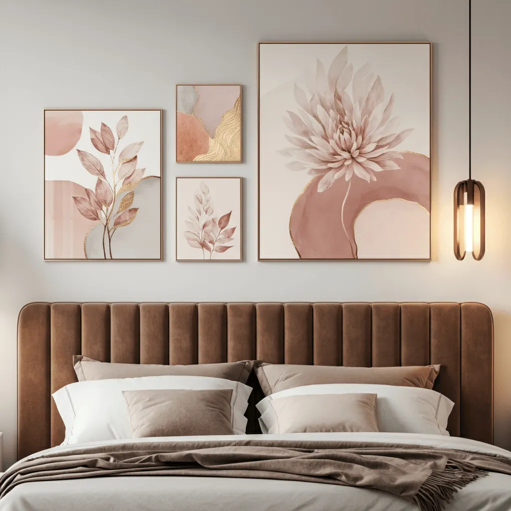 Artwork in Pink and Gold Tones