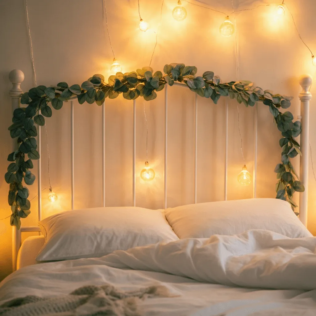 Bedding Accents with Greenery
