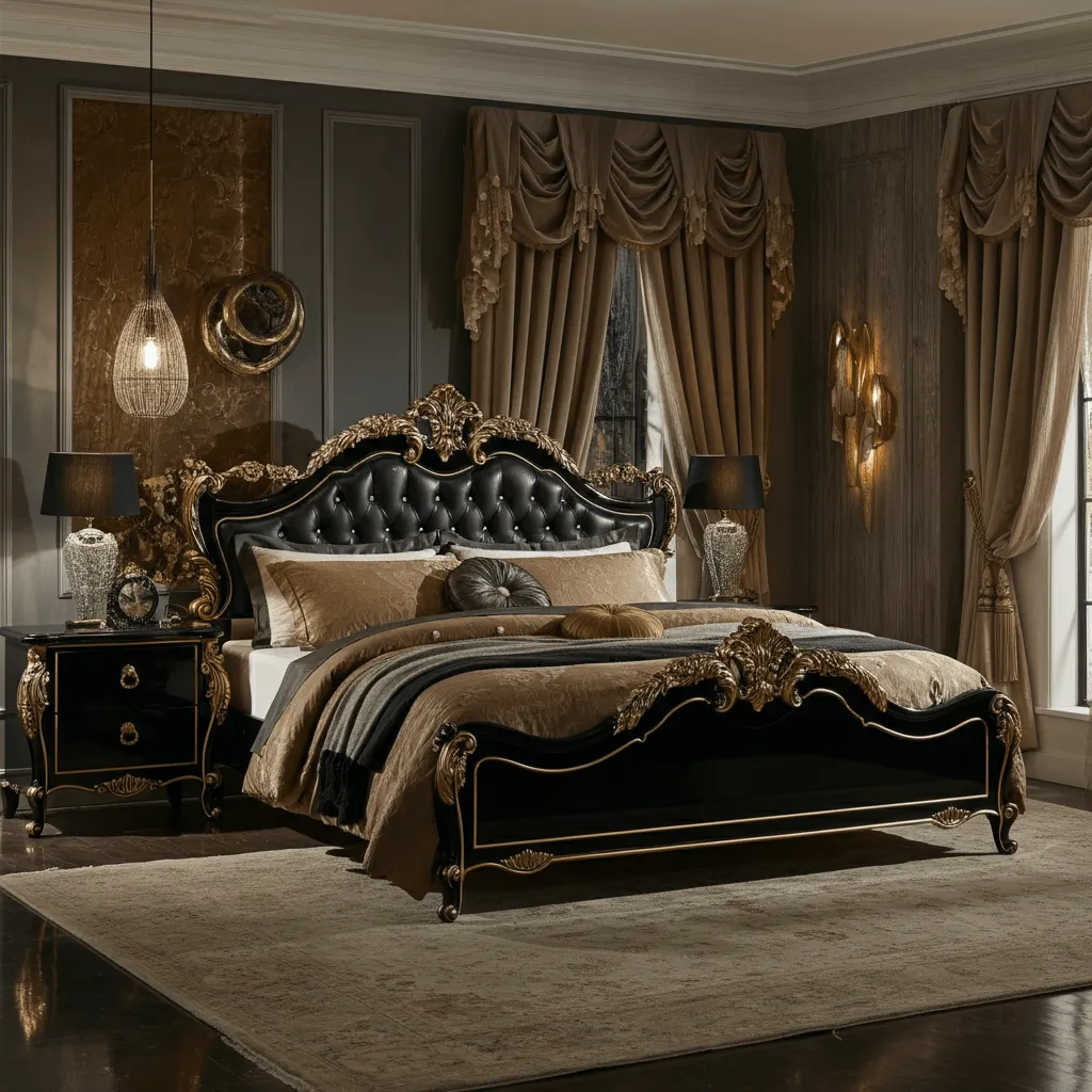 10 Black and Gold Bedroom Decors to Elevate Your Space 2 Black and Gold Bedframe