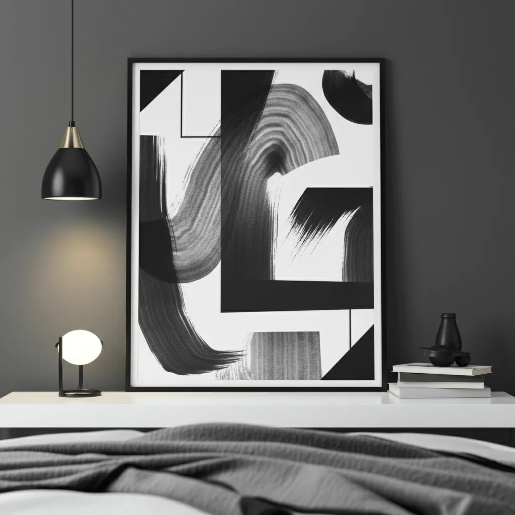 Black-and-White Abstract Poster