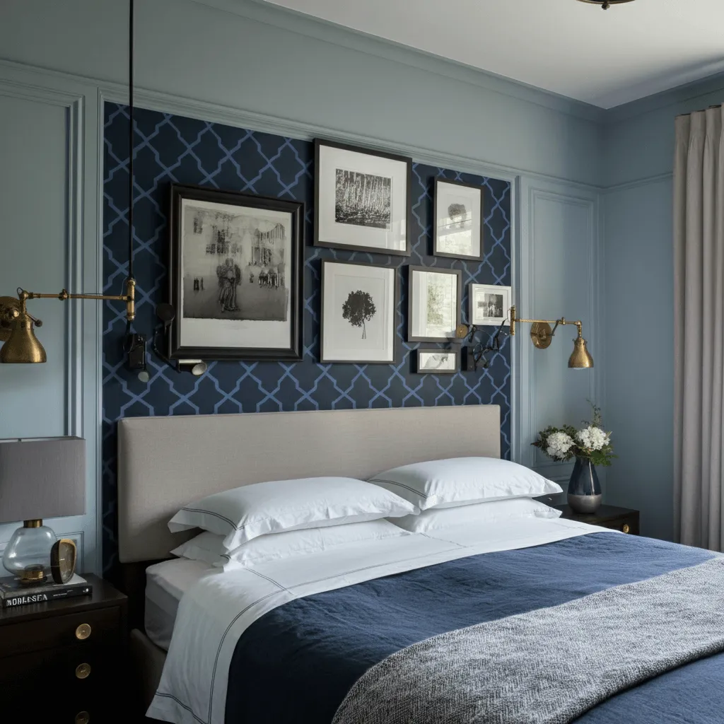 Blue and Grey Accent Wall