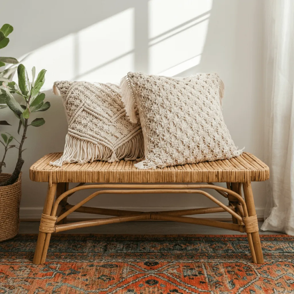 Bohemian Woven Bedroom Bench