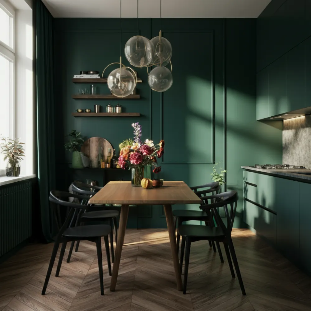 Bold Accent Wall Emerald Green