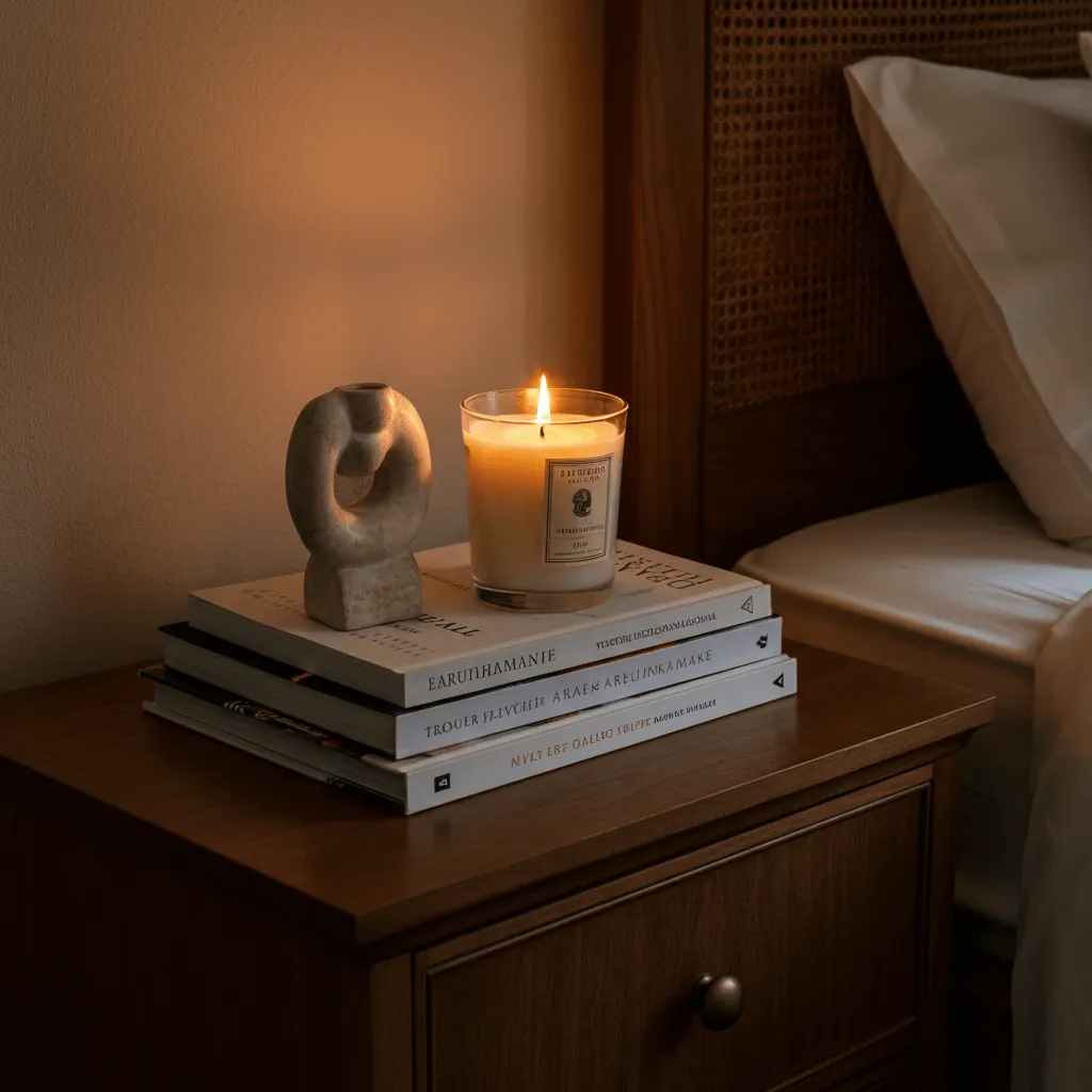 15 Creative Bedroom Bedside Tables Styling Ideas for a Perfect Look 7 Books Styled Bedside Table