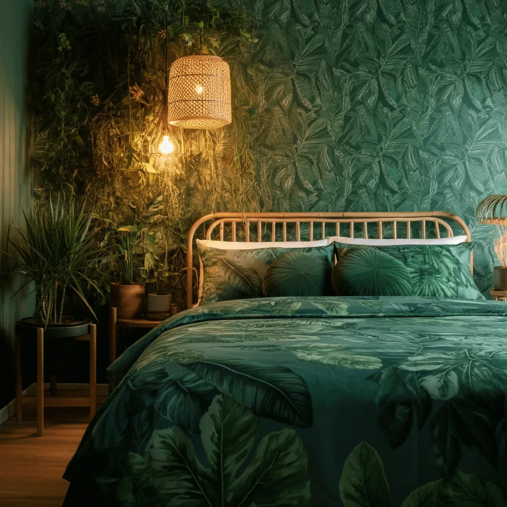 Botanical Emerald Green Bedroom