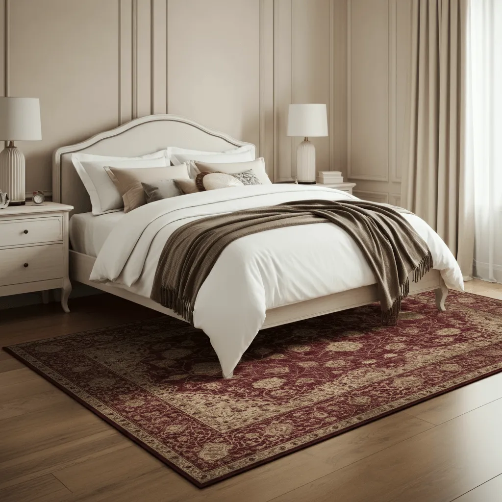 Burgundy and Neutral Rug