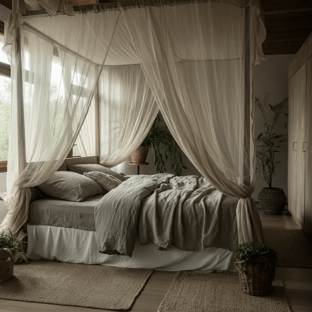 Canopy Bed with Draped Fabrics