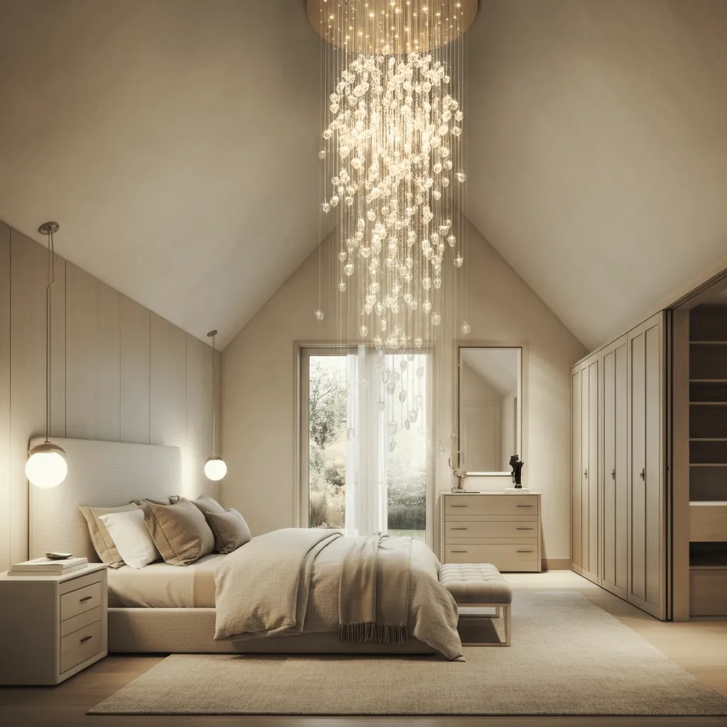 Cascading Chandelier Bedroom