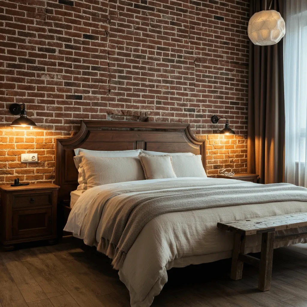 Classic Brick and Wood Bedroom