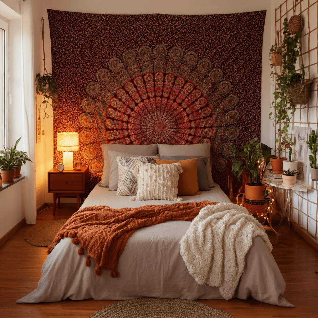 Colorful Tapestry Boho Bedroom