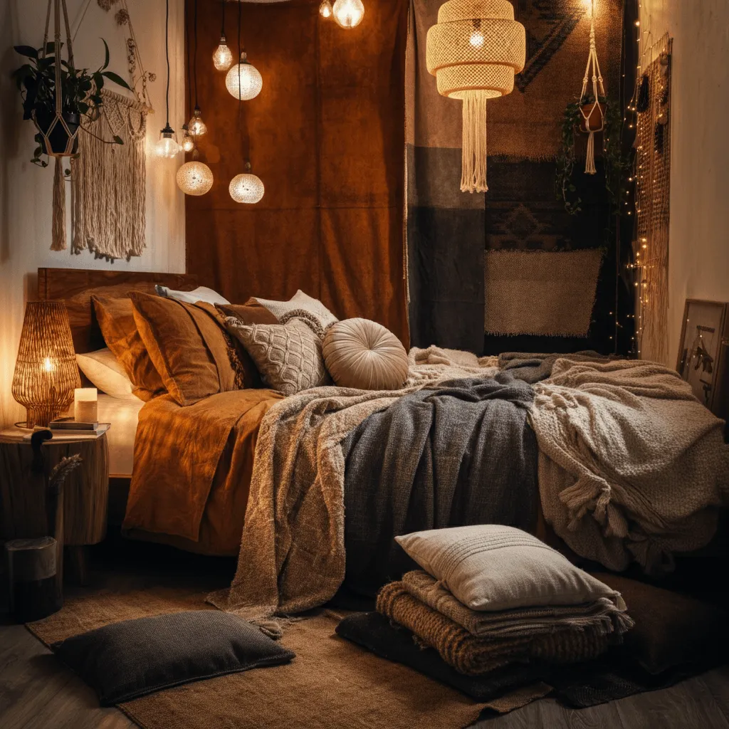 Combined Textiles Boho Bedroom