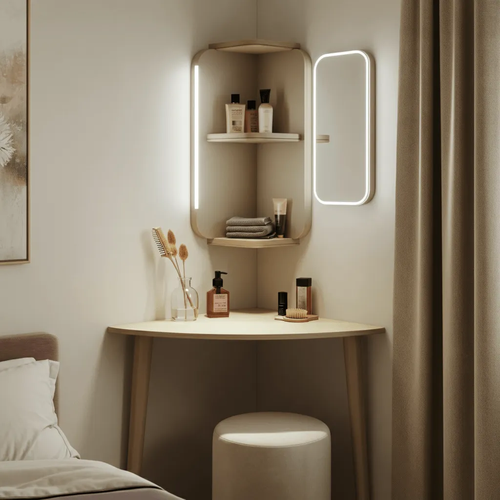 10 Bedroom Vanity Ideas to Elevate Your Space 5 Compact Corner Vanity