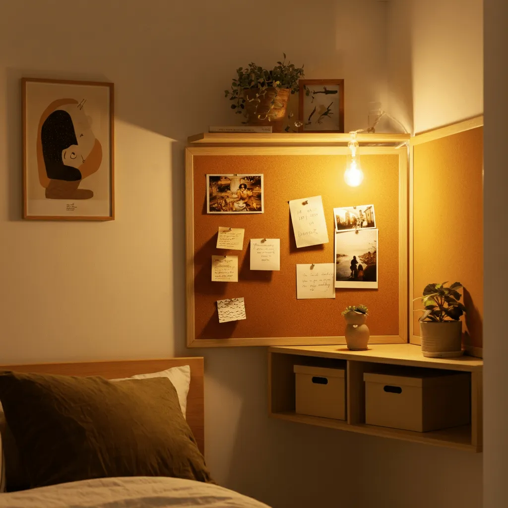 Cork Board with Built-In Shelves