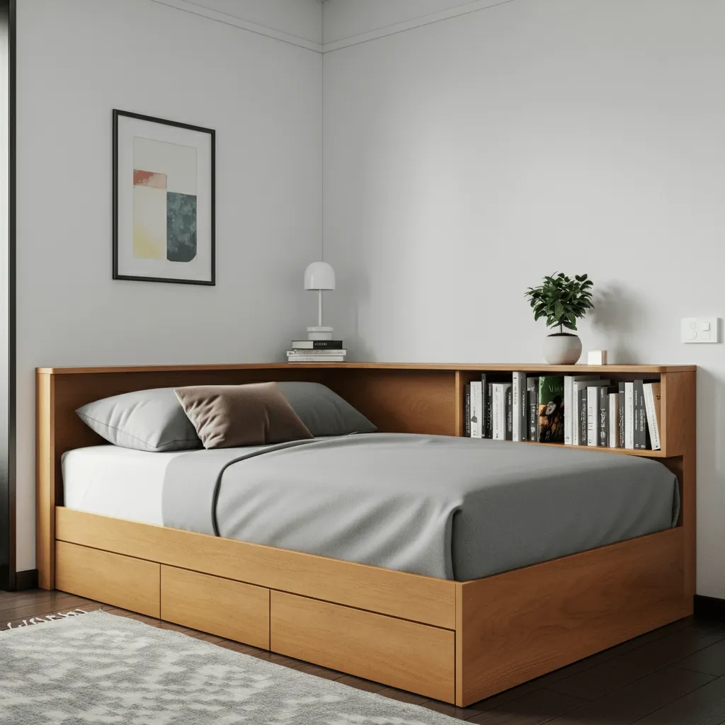 15 Smart Bedroom Storage Beds Ideas to Maximize Space 8 Corner Bed with Shelving