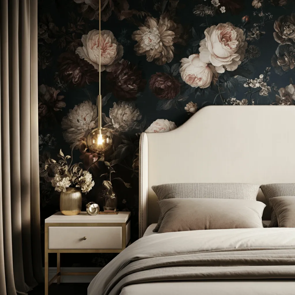 10 Boudoir Bedroom Ideas That Feel Romantic, Bold & Luxurious 6 Dark Floral Wallpaper