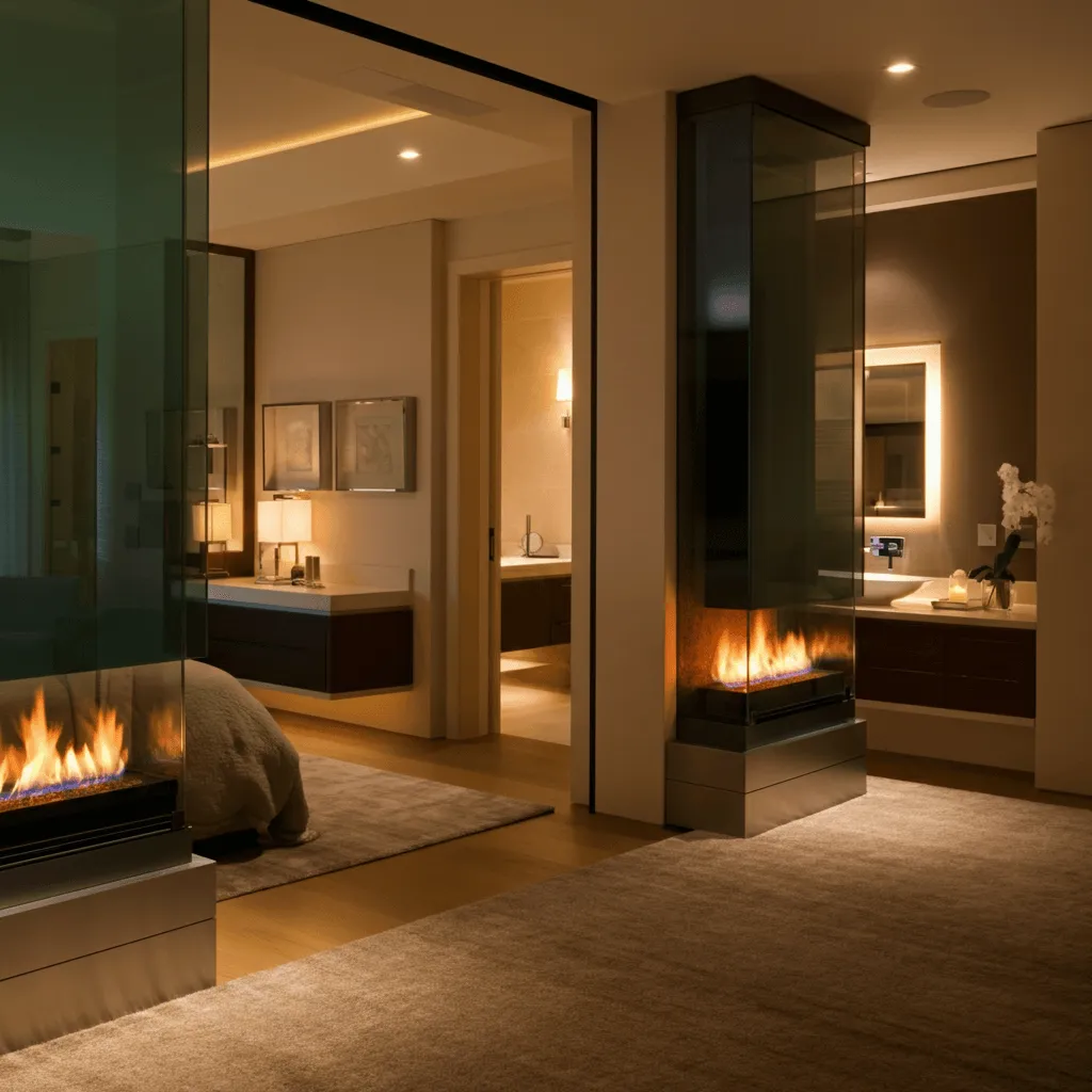 10 Bedroom Fireplace Ideas That Add Instant Luxury to Any Room 6 Double-Sided Fireplace Elegance