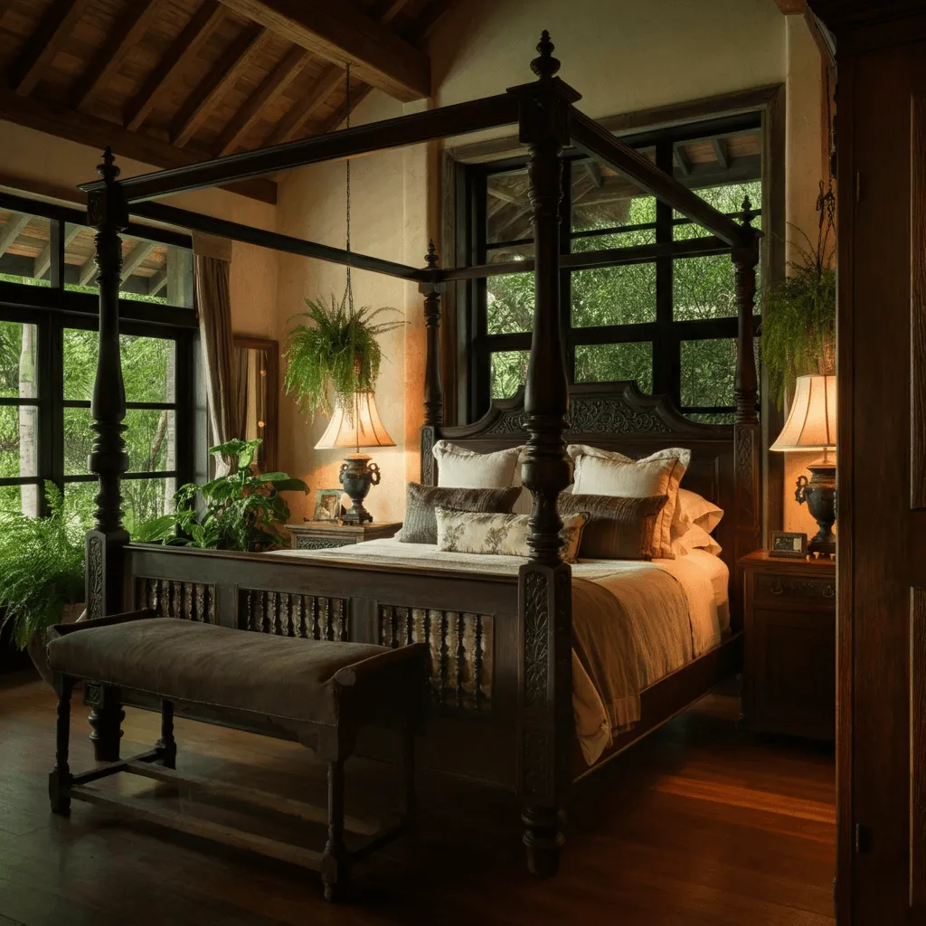 Exposed Dark Wood Bedroom