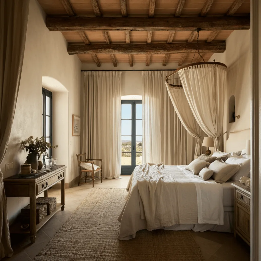Exposed Wooden Beams Bedroom