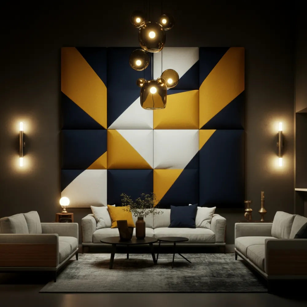 33 Living Room Wall Decor Ideas That Will Blow Your Guests Away! 24 Fabric Wall Panels Geometric