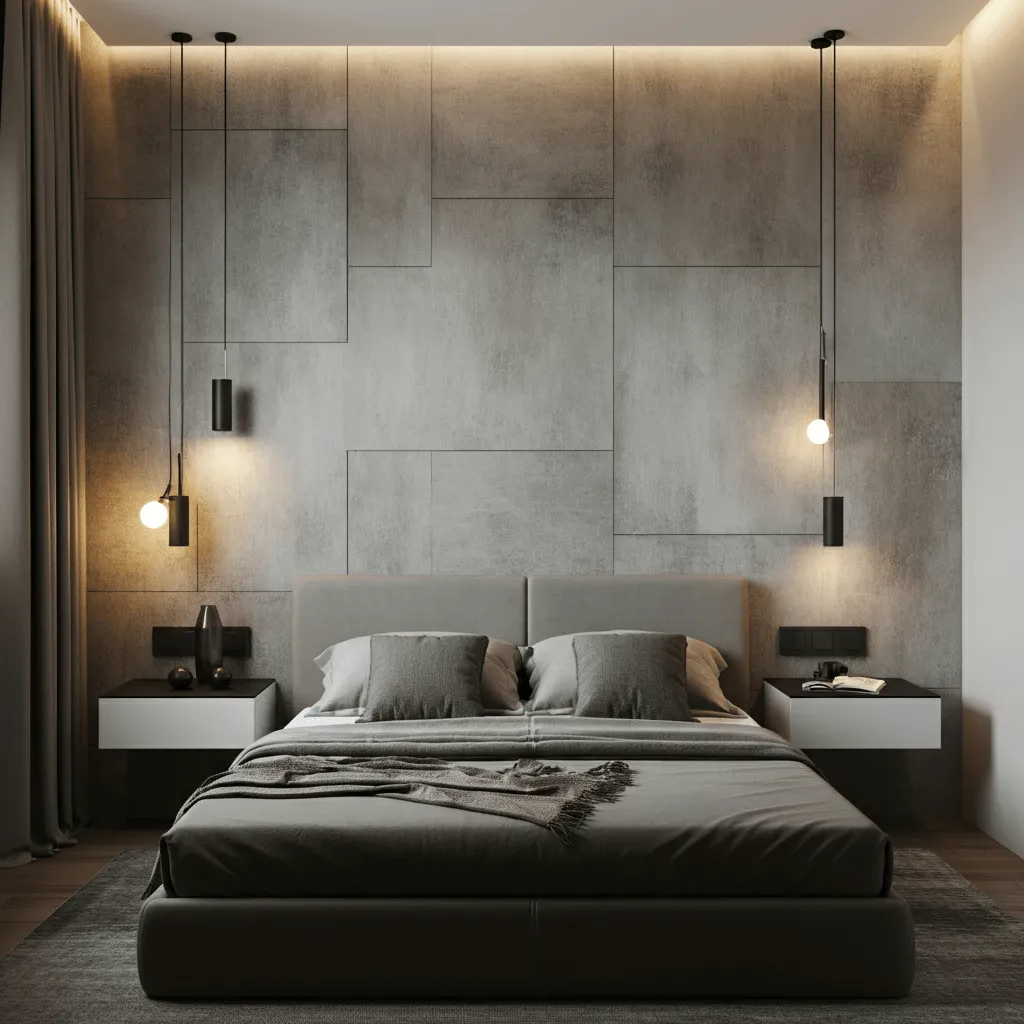 Faux Concrete Panels Bedroom