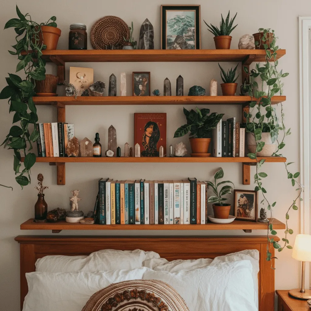 Floating Shelves Boho Bedroom