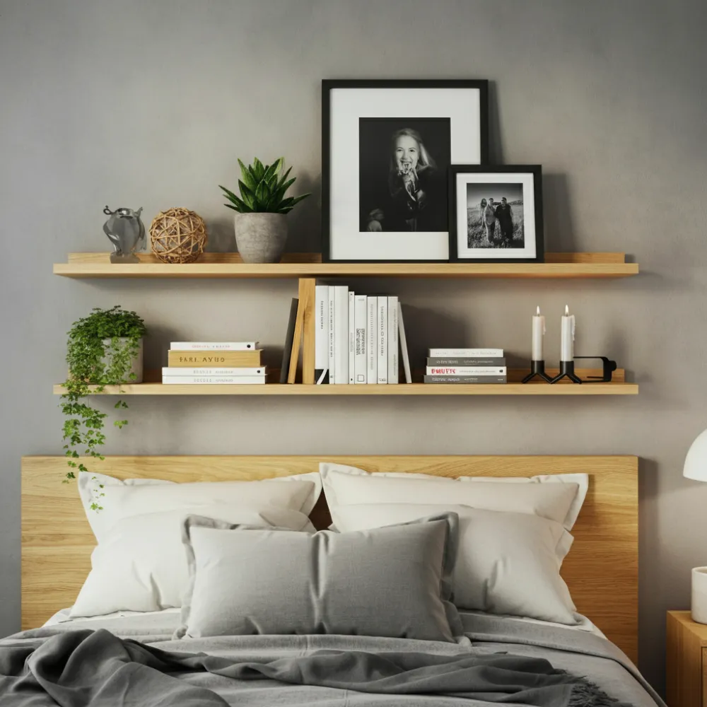Floating Shelves with Curated Decor